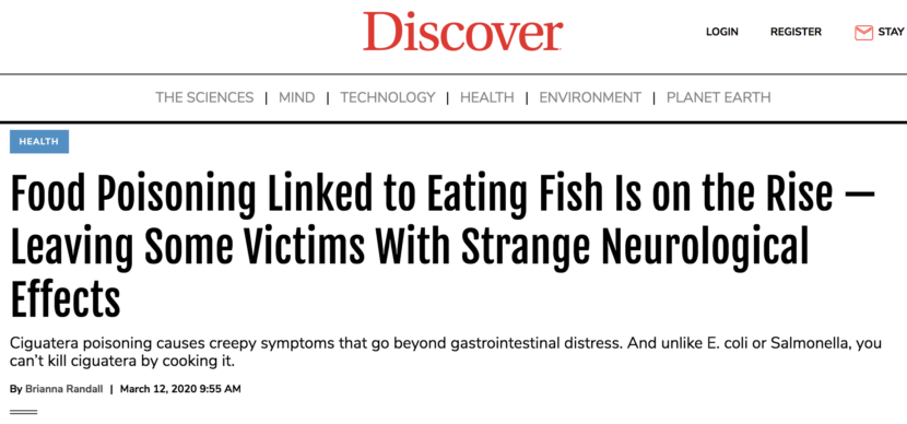 Discover Magazine - ciguatera fish poisoning - writer Brianna Randall