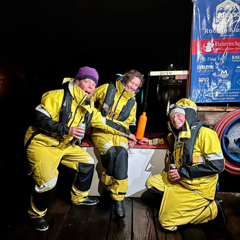 Team Sail Like A Mother rings the bell to end the Race to Alaska in 2024. Photo by. Amy Arntson